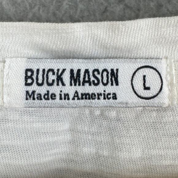 Buck Mason Womens Tee Shirt Hand made Hand Symbol Pencil Graphic Size L Relaxed - Picture 6 of 7